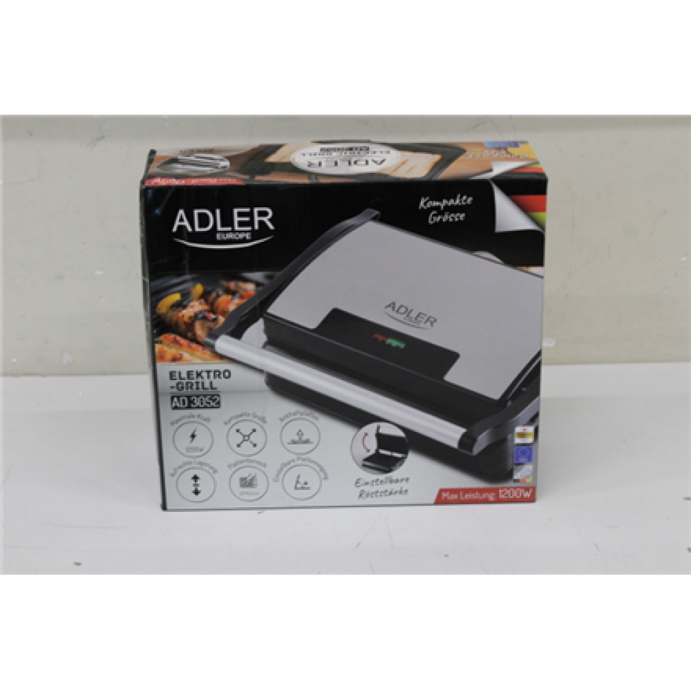 SALE OUT. Adler AD 3052 Electric grill, Non-stick grill plates , Adler Electric Grill , AD 3052 , Table , 1200 W , Stainless steel , DAMAGED PACKAGING