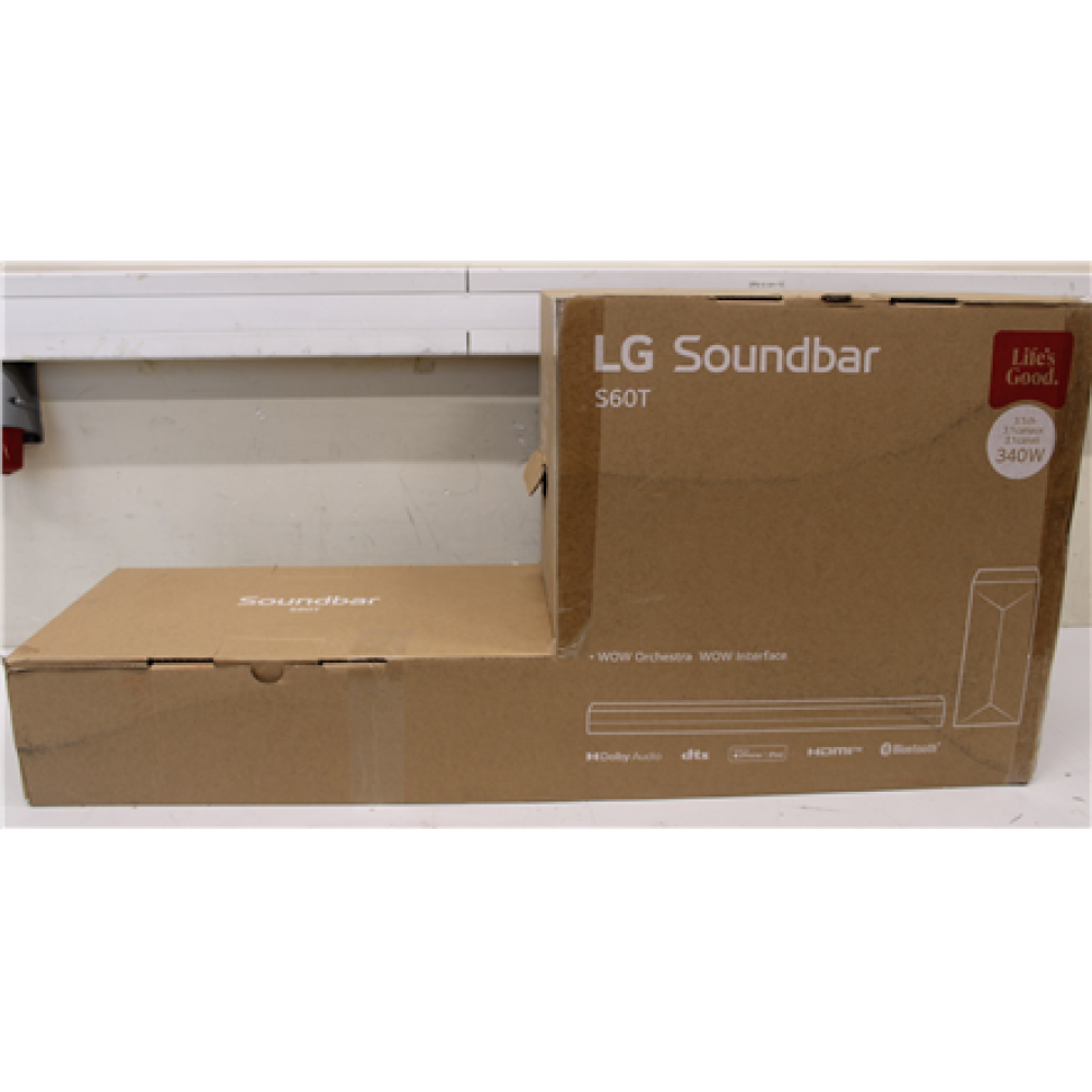 SALE OUT. LG Soundbar 3.1 channel sound system S60T , SALE OUT. LG Soundbar 3.1 Channel Sound System , S60T , DAMAGED PACKAGING,SCRATCHES LONG SPEAKER , Bluetooth
