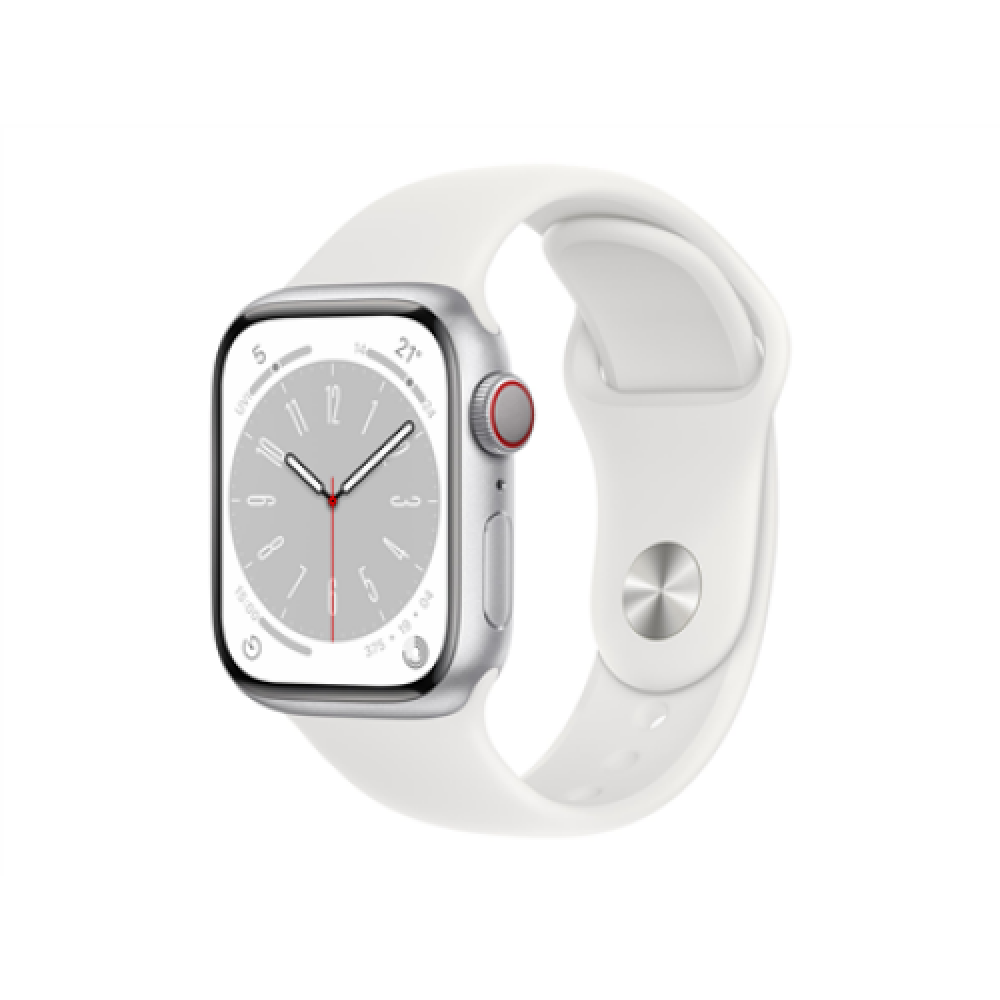 Apple Watch Series 8 GPS + Cellular MP4A3UL/A Smart watches GPS (satellite) Retina LTPO OLED Touchscreen 41mm Waterproof Bluetooth Water-resistant, Dust-resistant, Crack-resistant Silver Wi-Fi