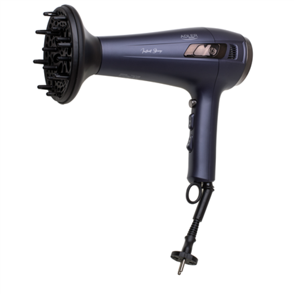 Adler Hair dryer with retractable power cord , AD 2273 , 2000 W , Number of temperature settings 3 , Diffuser nozzle , Dark Violet