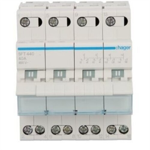 Hager Power Switch Modular Suitable For Electric Generators SFT440 White
