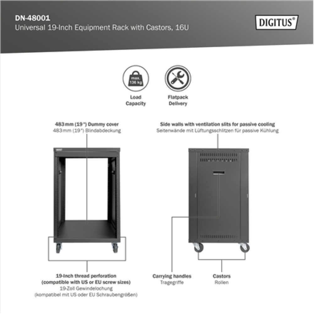 Digitus AVS Rack , DN-48001 , Black