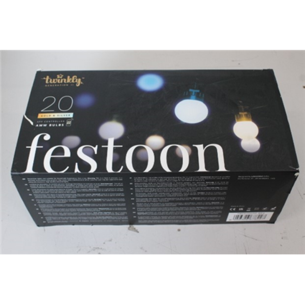 SALE OUT. Twinkly Festoon Smart LED Lights 20 AWW (Gold+Silver) G45 bulbs, 10m,Twinkly REFURBISHED, NO MANUAL, DIRTY, 3 MONTHS WARRANTY
