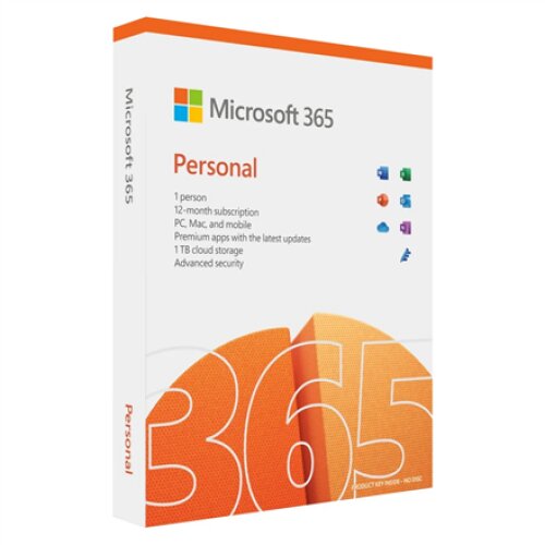 Microsoft M365 Personal EuroZone QQ2-01399 FPP 1 PC/Mac user(s) License term 1 year(s) English Medialess, P8