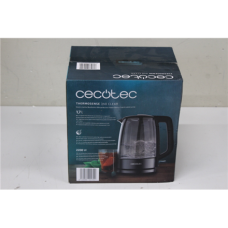 SALE OUT. Cecotec ThermoSense 340 Clear Electric kettle , Cecotec Kettle , ThermoSense 340 Clear , Electric , 2200 W , 1.7 L , Glass , 360° rotational base , Clear , DAMAGED PACKAGING