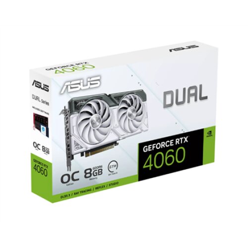 Asus , DUAL-RTX4060-O8G-WHITE , NVIDIA , 8 GB , GeForce RTX 4060 , GDDR6 , HDMI ports quantity 1 , PCI Express 4.0 , Memory clock speed 17000 MHz