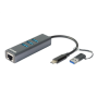 D-Link , USB-C/USB to Gigabit Ethernet Adapter with 3 USB 3.0 Ports , DUB-2332