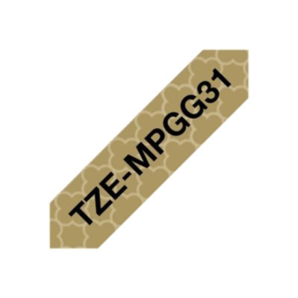 Brother , TZe-MPGG31 , Black On Gold Pattern , TZe