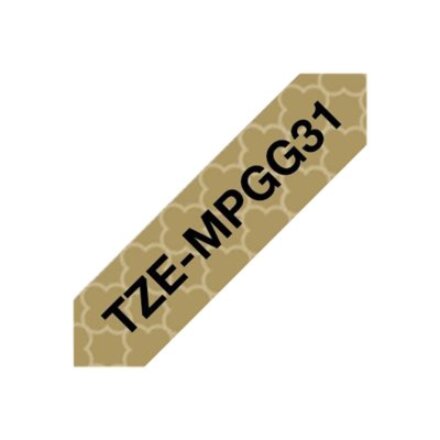 Brother , TZe-MPGG31 , Black On Gold Pattern , TZe
