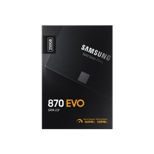 Samsung , SSD , 870 EVO , 250 GB , SSD form factor 2.5 , Solid-state drive interface SATA III , Read speed 560 MB/s , Write speed 530 MB/s