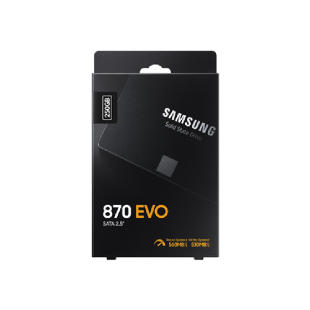 Samsung , SSD , 870 EVO , 250 GB , SSD form factor 2.5 , Solid-state drive interface SATA III , Read speed 560 MB/s , Write speed 530 MB/s