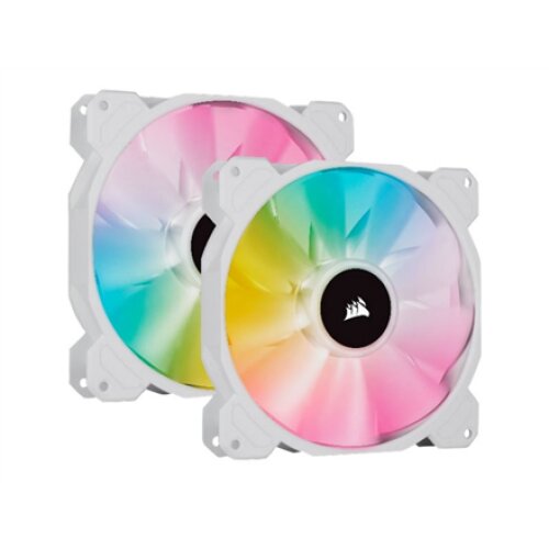 Corsair , 140mm White PWM Fan, Dual Fan Kit with Lighting Node CORE , iCUE SP140 RGB ELITE Performance , Case Fan