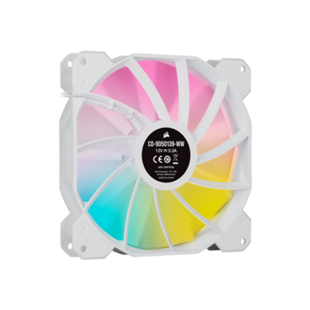 Corsair , 140mm White PWM Fan, Dual Fan Kit with Lighting Node CORE , iCUE SP140 RGB ELITE Performance , Case Fan