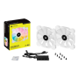 Corsair , 140mm White PWM Fan, Dual Fan Kit with Lighting Node CORE , iCUE SP140 RGB ELITE Performance , Case Fan