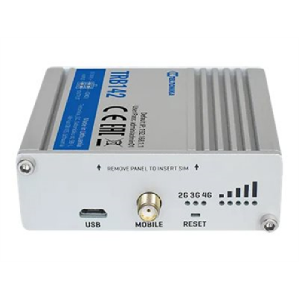 Teltonika TRB142003000 Gateway, 2G/3G/4G LTE (Cat 1), Equipped with RS232 for serial communication , LTE Gateway , TRB142 , No Wi-Fi , Ethernet LAN (RJ-45) ports 0 , Mesh Support No , MU-MiMO No , 2G/3G/4G , Antenna type 1 x SMA for LTE , 1 x Virtual netw