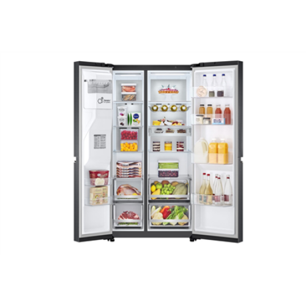LG Refrigerator GSLV90MCAE Energy efficiency class E, Free standing, Side by side, Height 179 cm, No Frost system, Fridge net capacity 416 L, Freezer net capacity 219 L, Display, 36 dB, Matte Black