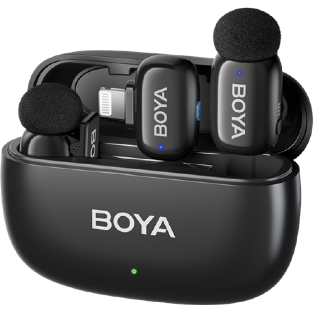 Boya , Mini-15 Ultracompact 2.4GHz Wireless Microphone System with Lightning plug , Black