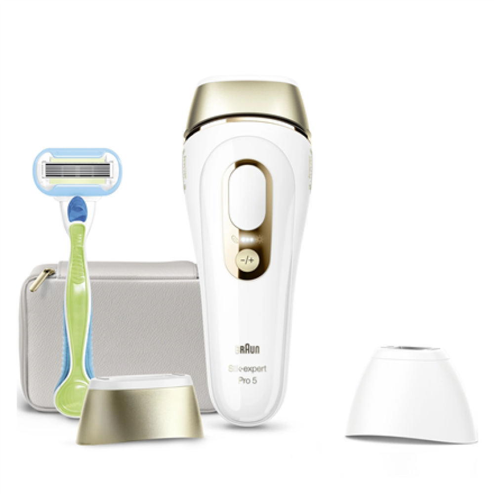 Braun Epilator , PL5152 Silk-expert Pro 5 , Bulb lifetime (flashes) 400.000 , Number of power levels 10 , Gold/White