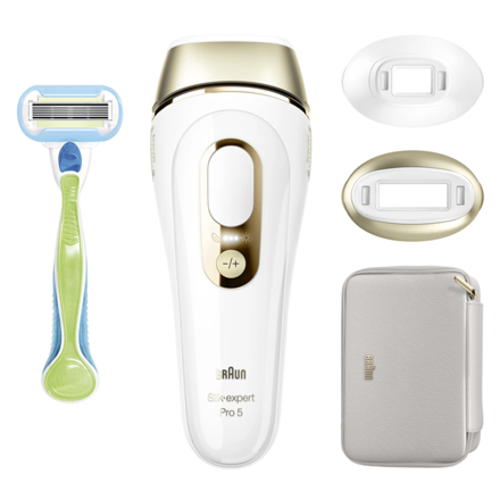 Braun Epilator , PL5152 Silk-expert Pro 5 , Bulb lifetime (flashes) 400.000 , Number of power levels 10 , Gold/White
