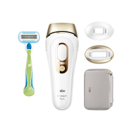 Braun Epilator , PL5152 Silk-expert Pro 5 , Bulb lifetime (flashes) 400.000 , Number of power levels 10 , Gold/White