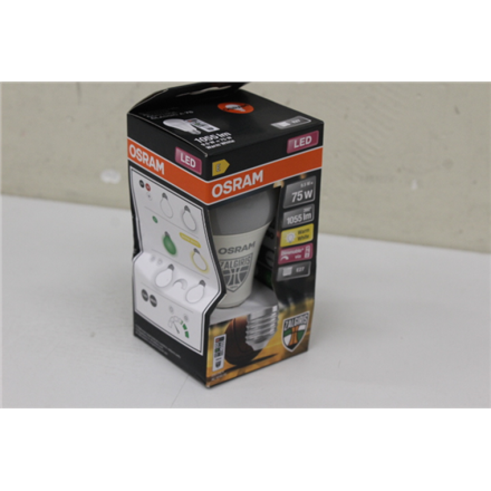 SALE OUT. Osram Žalgiris Edition E27 1055lm LED lamp with remote , Osram Žalgiris Edition E27 1055lm LED Lamp with Remote , E27 , 9.5 W , 2700K warm white, green , DAMAGED PACKAGING