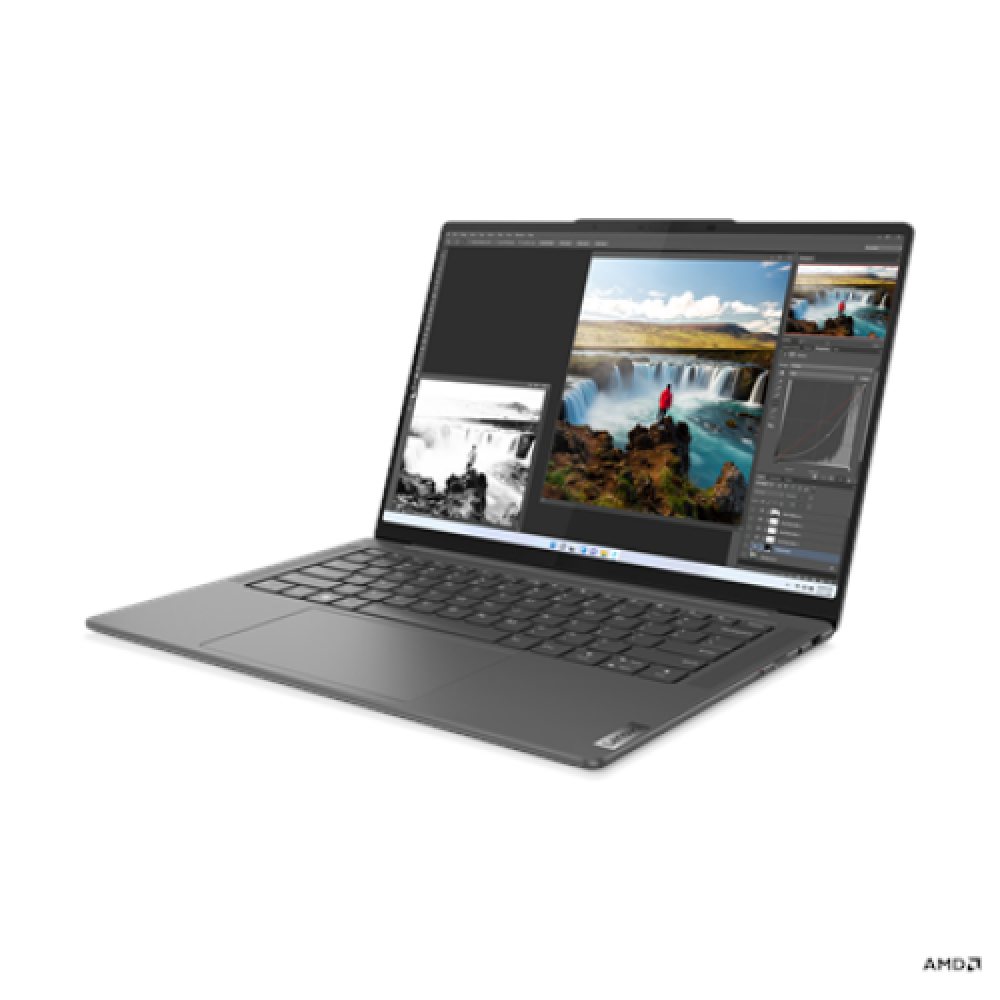 Lenovo Yoga Pro 7 14APH8 Storm Grey 14.5 IPS 2.5K Anti-glare AMD Ryzen 7 7840HS 16 GB Soldered LPDDR5x-6400 SSD 512 GB AMD Radeon 780M Graphics Windows 11 Home 802.11ax Bluetooth version 5.1 Keyboard language English Keyboard backlit Warranty 24 month(s) 