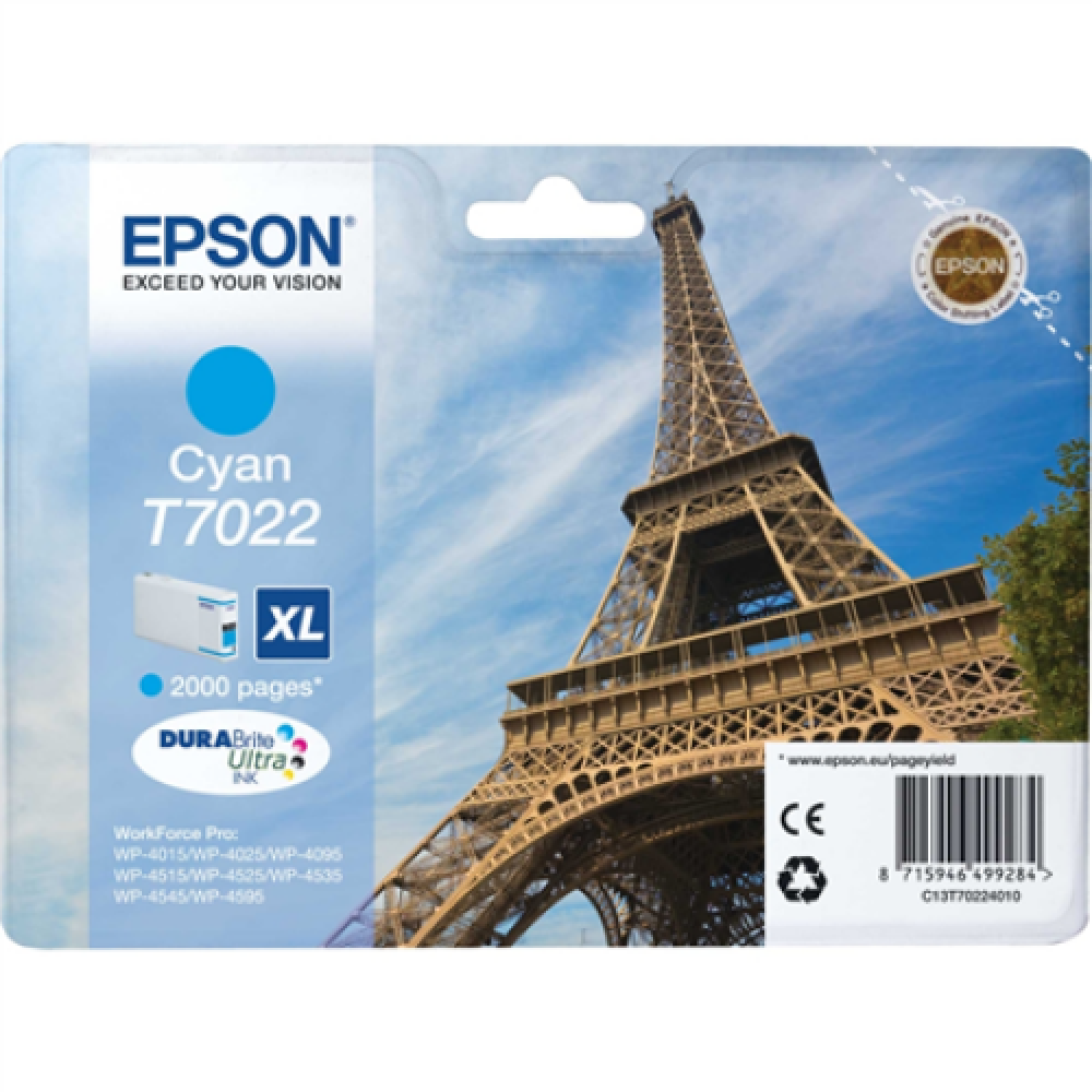 Epson WP4000/4500 Series Ink Cartridge XL Cyan 2k , Cyan