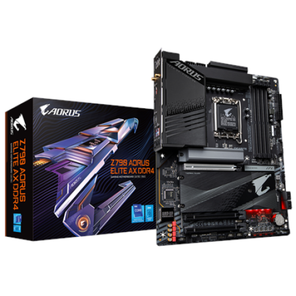 Gigabyte Z790 A ELITE AX DDR4 1.0 M/B Processor family Intel, Processor socket LGA1700, DDR4 DIMM, Memory slots 4, Supported hard disk drive interfaces SATA, M.2, Number of SATA connectors 4, Chipset Intel Z790 Express, ATX