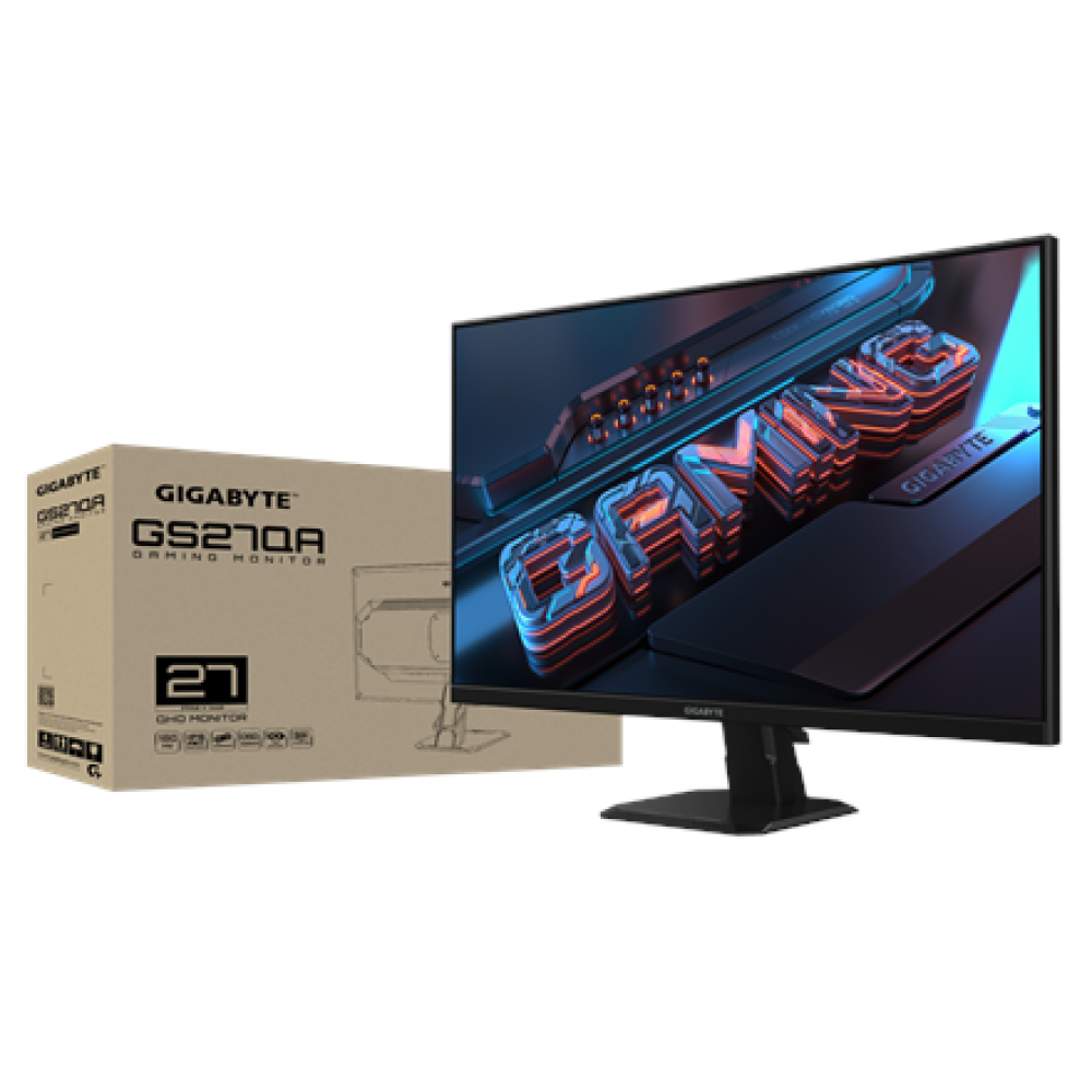 Gigabyte Gaming Monitor , GS27QA , 27 , IPS , QHD , 16:9 , 180 Hz , 1 ms , 2560 x 1440 pixels , 300 cd/m² , HDMI ports quantity 2 , Black , Warranty 36 month(s)