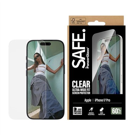 PanzerGlass Screen protector , Apple , iPhone 17 Pro , Transparent , Ultra-Wide Fit w. EasyAligner