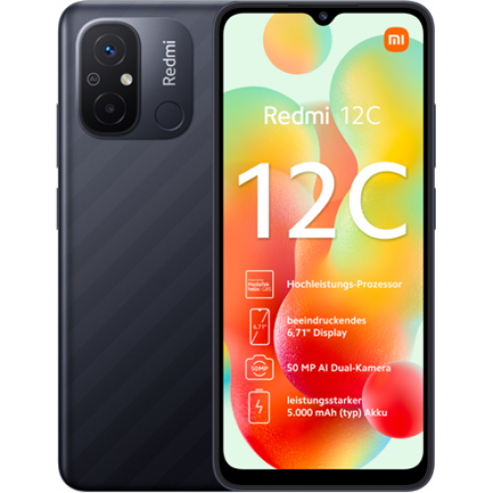 Xiaomi Redmi 12C Graphite Gray 6.71 IPS LCD Mediatek MT6769Z Helio G85 (12nm) Internal RAM 3 GB 64 GB MicroSDXC Dual SIM Nano-SIM 4G Main camera 50+0.08 MP Secondary camera 5 MP MIUI 13 5000 mAh