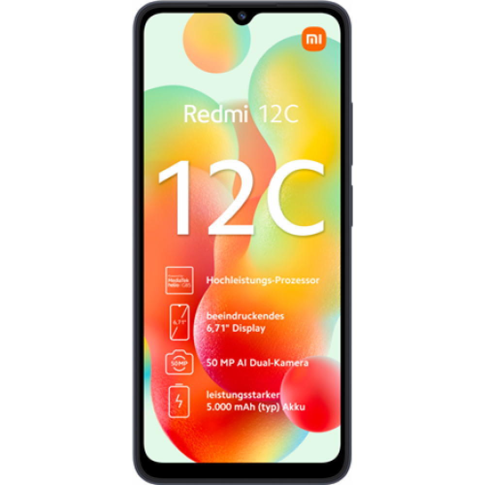 Xiaomi Redmi 12C Graphite Gray 6.71 IPS LCD Mediatek MT6769Z Helio G85 (12nm) Internal RAM 3 GB 64 GB MicroSDXC Dual SIM Nano-SIM 4G Main camera 50+0.08 MP Secondary camera 5 MP MIUI 13 5000 mAh