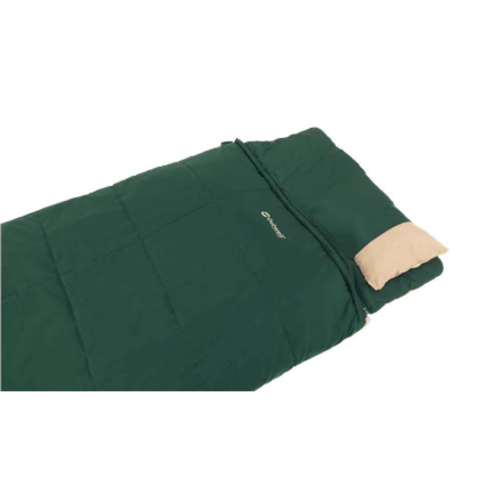 Outwell Contour Prime Green , Sleeping Bag , 220 x 85 cm , -13 to 16 °C , 2-way L-shape open-end with auto lock