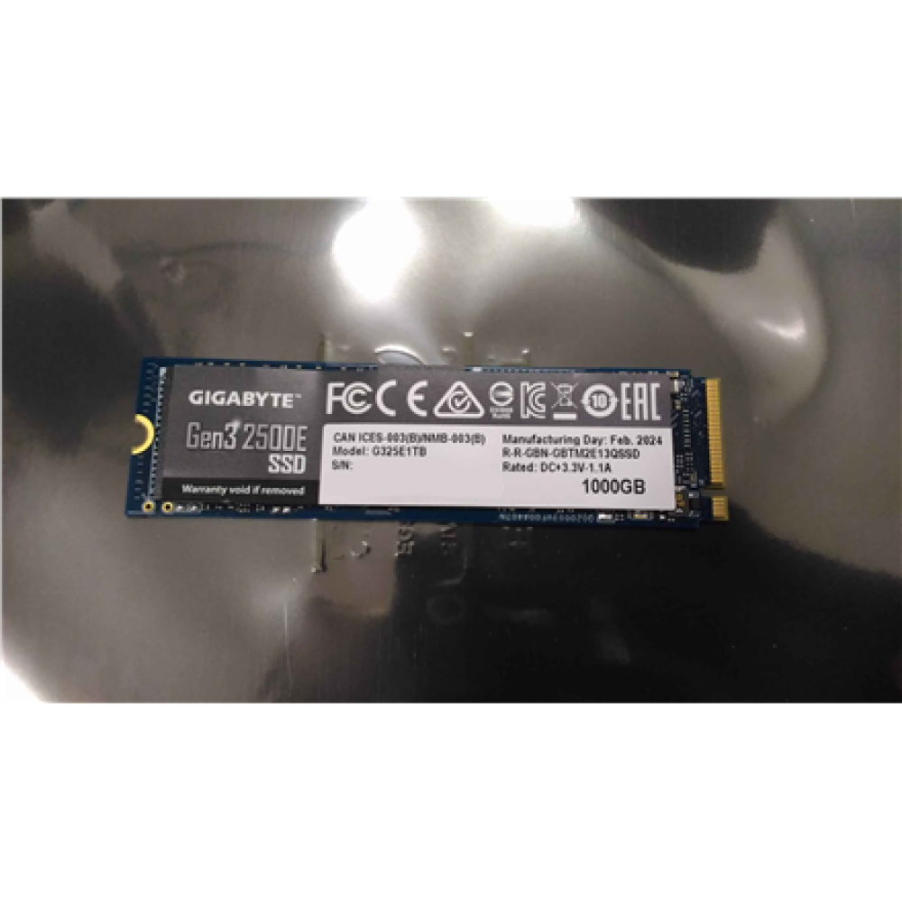 SALE OUT. GIGABYTE SSD G325E1TB M2 1TB , Gigabyte G325E1TB , 1000 GB , Solid-state drive interface PCIe 3.0x4, NVMe1.3 , REFURBISHED, WITHOUT ORIGINAL PACKAGING , Read speed 2400 MB/s , Write speed 1800 MB/s