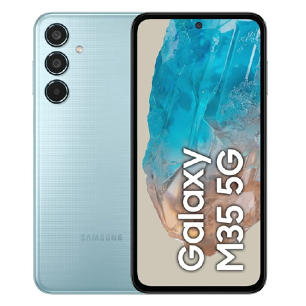 Samsung Galaxy , M35 (M356) , Light Blue , 6.6 , Super AMOLED , 1080 x 2340 pixels , Exynos , Internal RAM 6 GB , 128 GB , Dual SIM , 5G , Main camera resolution 50+8+5 MP , Secondary camera resolution 13 MP , Android , 14 , 6000 mAh