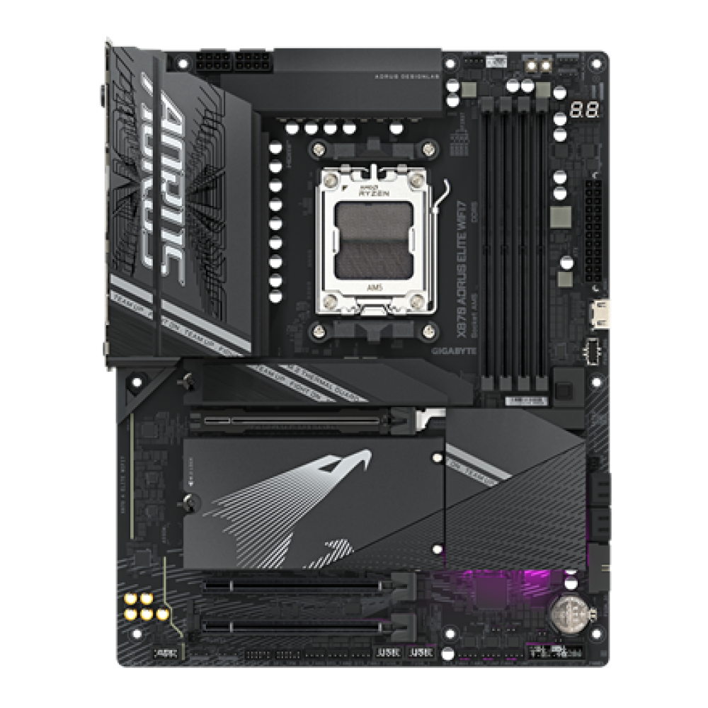 Gigabyte X870 AORUS ELITE WIFI7 , Processor family AMD , Processor socket AM5 , DDR5 , Supported hard disk drive interfaces SATA, M.2 , Number of SATA connectors 4
