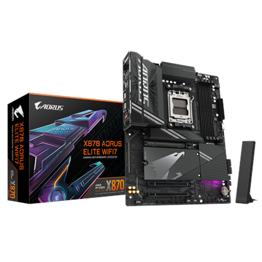 Gigabyte X870 AORUS ELITE WIFI7 , Processor family AMD , Processor socket AM5 , DDR5 , Supported hard disk drive interfaces SATA, M.2 , Number of SATA connectors 4