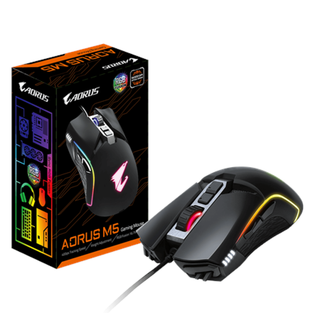 Gigabyte , USB Mouse , AORUS M5 , wired , Black