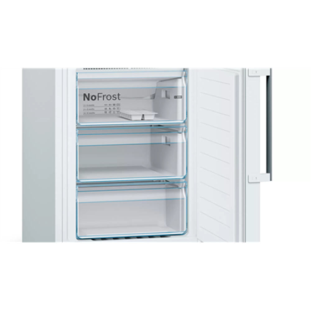 Bosch Refrigerator KGN397WER Series 4 Energy efficiency class E, Free standing, Combi, Height 203 cm, No Frost system, Fridge net capacity 279 L, Freezer net capacity 89 L, 39 dB, White