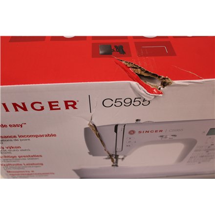 SALE OUT. , Singer Sewing Machine , C5955 , Number of stitches 417 , Number of buttonholes 8 , White , DAMAGED PACKAGING AND EXTENSION TABLE COVER PAINT