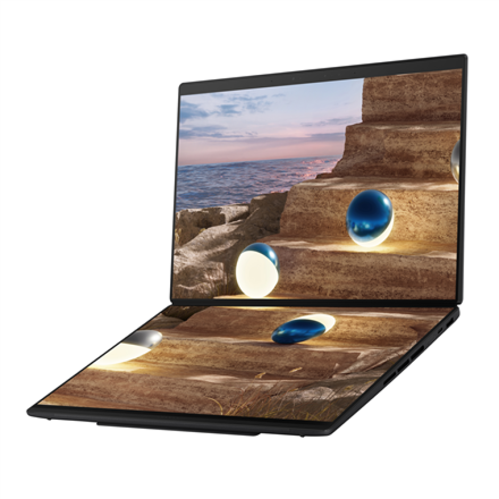 Asus , Zenbook Duo UX8407AA-SN066W , Moher Gray , 14 , OLED , Touchscreen , 2.8K , 2880 x 1800 pixels , 144 Hz , Anti-Reflective , Intel Core Ultra X9 , 378H , 32 GB , LPDDR5X , Solid-state drive capacity 2000 GB , Intel Arc Graphics , Windows 11 Pro , 80