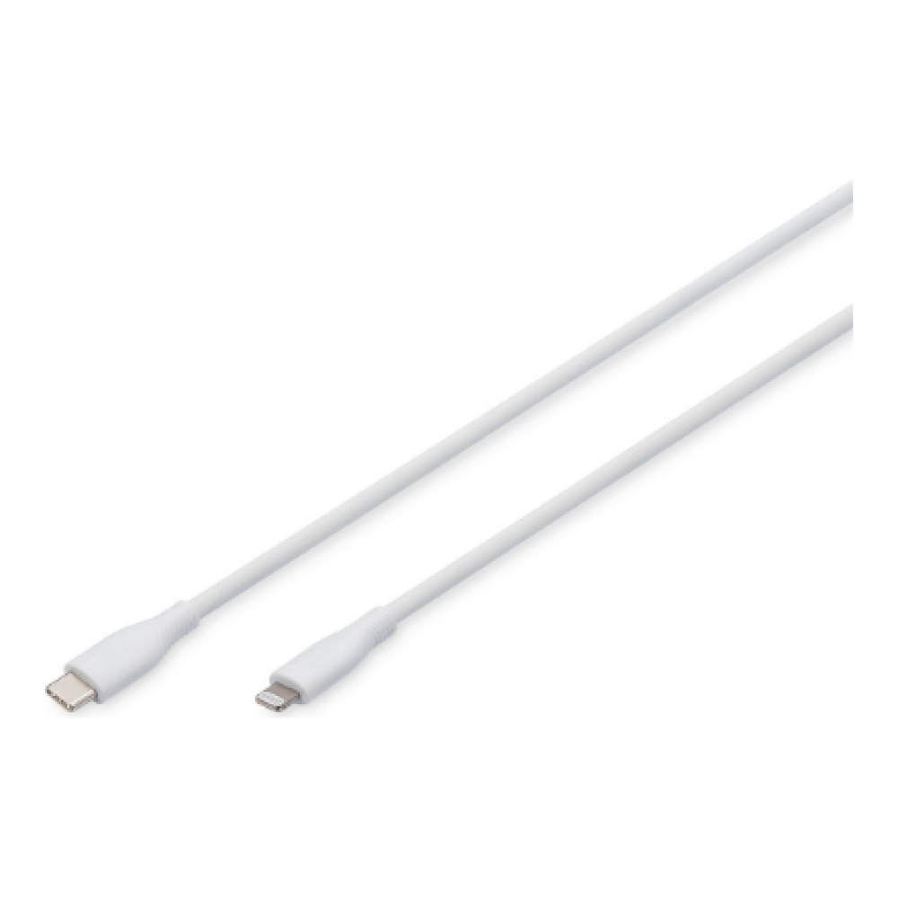 Digitus Lightning silicone connection cable, USB-C - Lightning, 1m , AK-600110-010-W
