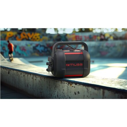 Muse , Jobsite Radio , M-968 BTR , 40 W , Waterproof , Bluetooth , Wireless connection , Portable , NFC features , Black/Red