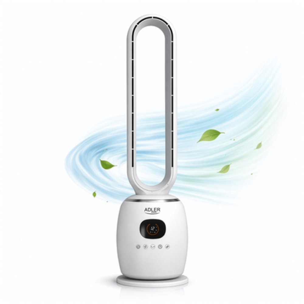 Adler Bladeless Fan , AD 7344 , Tower Fan , White , Diameter 23 cm , Number of speeds 3 , Oscillation , 60 W , Remote control