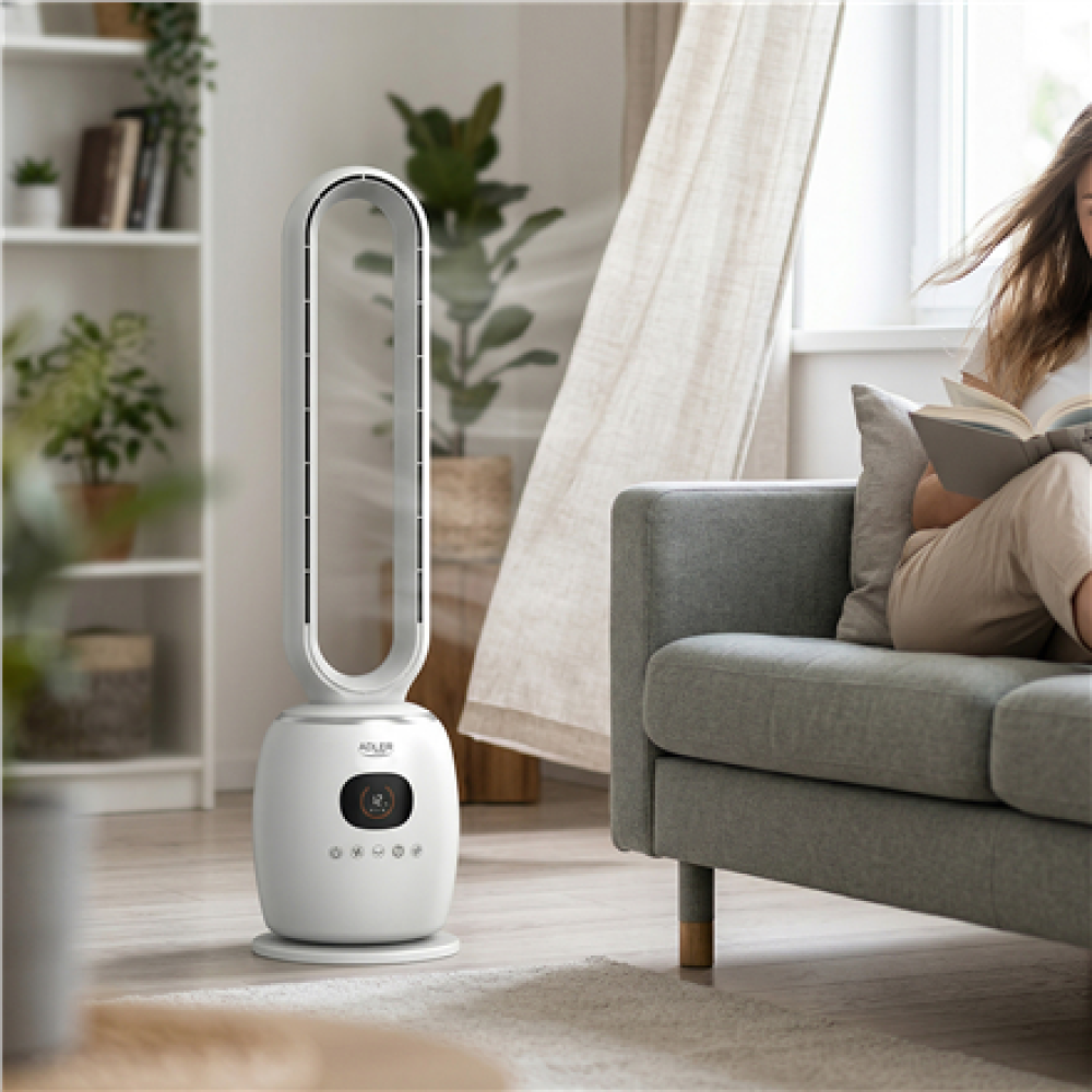 Adler Bladeless Fan , AD 7344 , Tower Fan , White , Diameter 23 cm , Number of speeds 3 , Oscillation , 60 W , Remote control