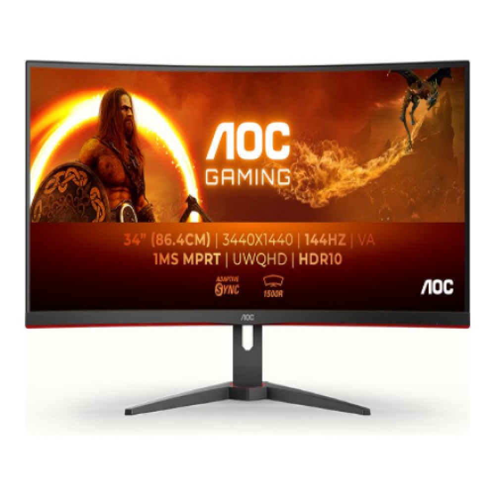 AOC , Monitor , CU34G2XE/BK , 34 , VA , 21:9 , 144 Hz , 1 ms , 3440 x 1440 pixels , 300 cd/m² , HDMI ports quantity 1