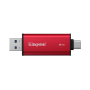 Kingston Dual Portable Solid-State Drive, USB Type-A and Type-C , 2000 GB , Solid-state drive interface USB 3.2 Gen 2 , Read speed 1050 MB/s , Write speed 950 MB/s