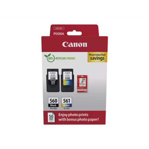 Canon Ink Cartridge + Photo Paper Value Pack , PG-560/CL-561 , Ink cartridge/Paper kit , Colour, Black