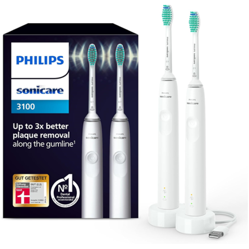 Philips , Sonic Electric Toothbrush , Sonicare 3100 series HX3675/13 , Rechargeable , For adults , Number of brush heads included 2 , Number of teeth brushing modes 1 , Sonic technology , White