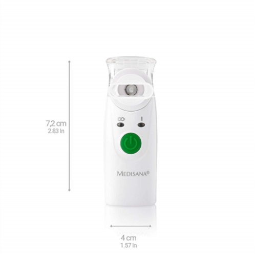Medisana , Ultrasonic Inhalator, Mini , IN 525 , High efficiency through innovative micro-membrane nebulisation (mesh technology) with ultrafine droplets. Automatically switches off when the tank is empty. Particularly effective through high respirable pr